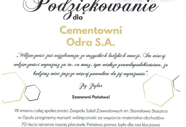 Zespół Szkół Zawodowych im. Stanisława Staszica w Opolu obchodzi 70-lecie istnienia